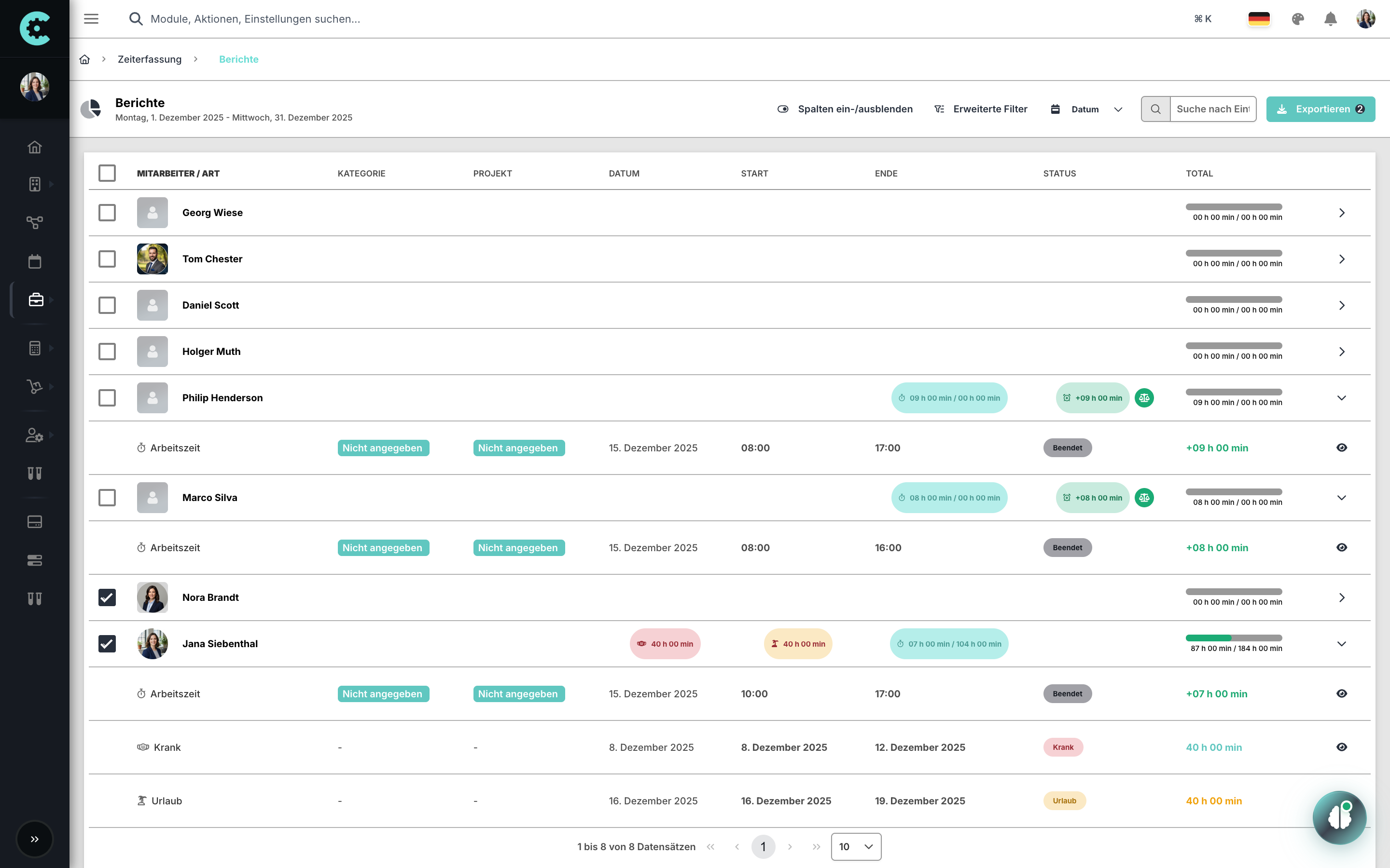 Team Verfügbarkeiten